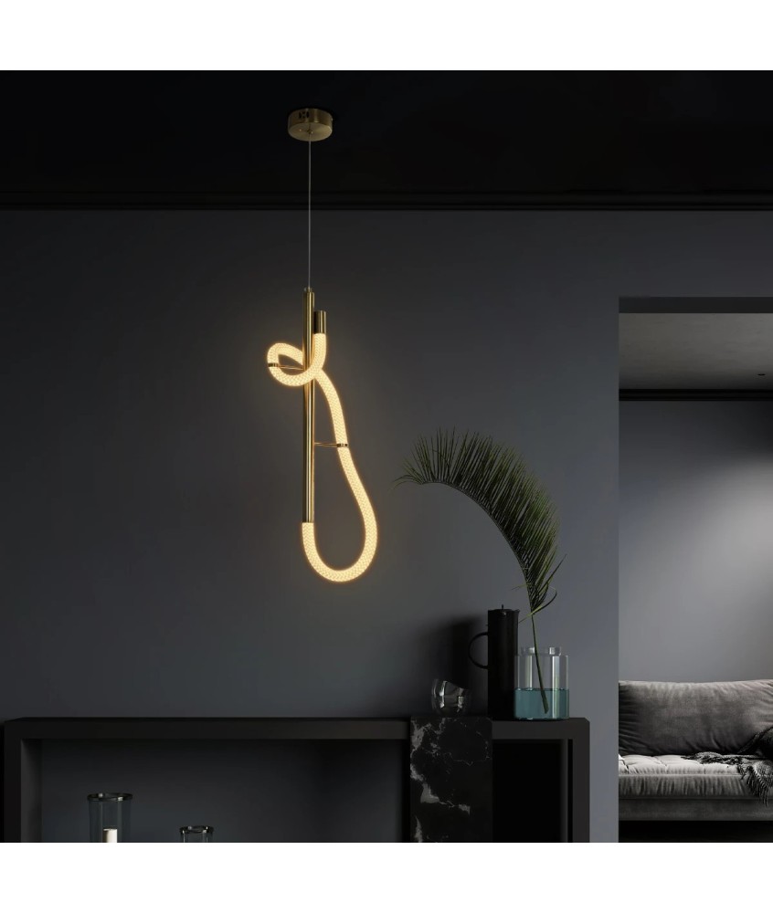 kelvo® GLOW KLV-101-0159 Κρεμαστό Φωτιστικό Οροφής LED 24W 2400lm 360° AC 220-240V IP20 Ρυθμιζόμενο Λευκό CCT με On-Off 2700K-4500K-6000K - Lumileds SMD Chip - Χρυσό Πλατίνα - Μ24 x Π10 x Υ62cm - 3 Χρόνια Εγγύηση